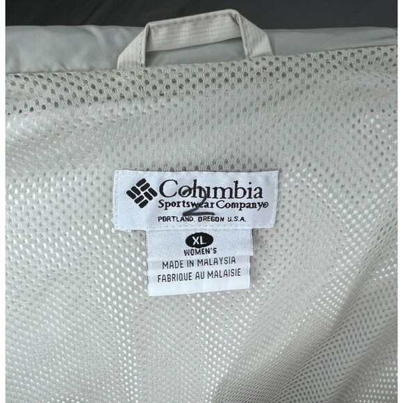 Columbia Womens Rain Coat W/Adjustable Hood Size XL Short Beige/Green - Picture 13 of 14